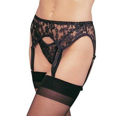 LEG AVENUE LIGUERO DE ENCAJE CON TANGA A JUEGO NEGRO PLUS