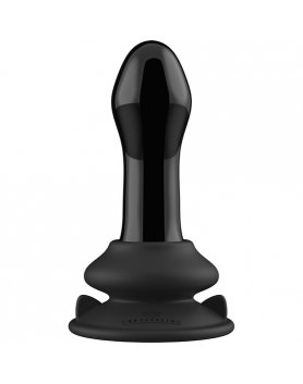 PLUGGY - GLASS VIBRATOR - WITH SUCTION CUP AND REMOTE - RECARGABLE - 10 VELOCIDADES - NEGRO VIBRASHOP