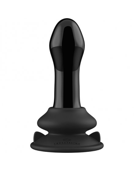 PLUGGY - GLASS VIBRATOR - WITH SUCTION CUP AND REMOTE - RECARGABLE - 10 VELOCIDADES - NEGRO VIBRASHOP