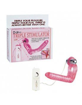 ANILLO CON PENE PARA DOBLE PENETRACION Y VIBRADOR ROSA VIBRASHOP