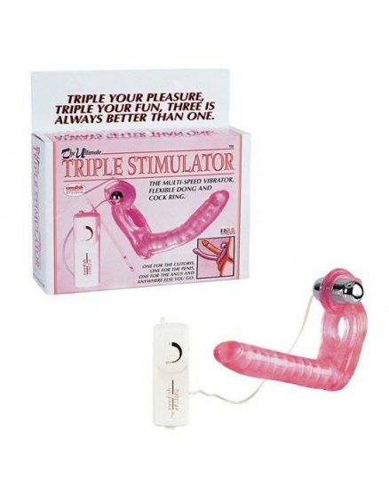 ANILLO CON PENE PARA DOBLE PENETRACION Y VIBRADOR ROSA VIBRASHOP