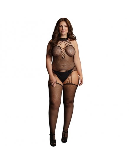 LE DÉSIR - SUSPENDER FISHNET CHOKER BODYSTOCKING - NEGRO VIBRASHOP