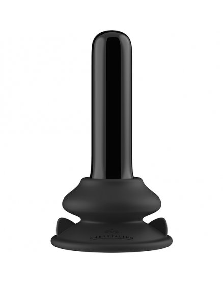 THUMBY - GLASS VIBRATOR - WITH SUCTION CUP AND REMOTE - RECHARGEABLE - 10 VELOCIDADES - NEGRO VIBRASHOP