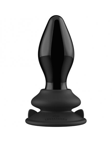 STRETCHY - GLASS VIBRATOR - WITH SUCTION CUP AND REMOTE - RECHARGEABLE - 10 VELOCIDADES - NEGRO VIBRASHOP