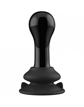 GLOBY - GLASS VIBRATOR - WITH SUCTION CUP AND REMOTE - RECHARGEABLE - 10 VELOCIDADES - NEGRO VIBRASHOP