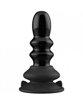 RIBBLY - GLASS VIBRATOR - WITH SUCTION CUP AND REMOTE - RECHARGEABLE - 10 VELOCIDADES - NEGRO VIBRASHOP