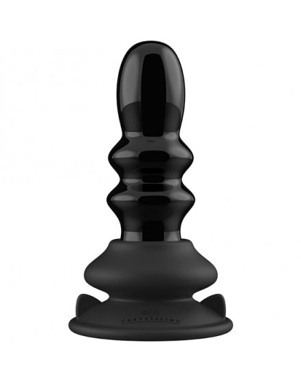 RIBBLY - GLASS VIBRATOR - WITH SUCTION CUP AND REMOTE - RECHARGEABLE - 10 VELOCIDADES - NEGRO VIBRASHOP