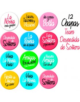 12 CHAPAS DESPEDIDA DE SOLTERA TEAM (BOLSA) VIBRASHOP