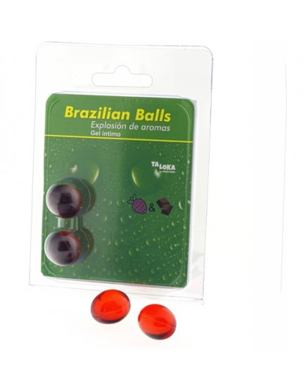 2 BRAZILIAN BALLS EXPLOSION DE AROMAS GEL INTIMO- FRESA Y CHOCOLATE VIBRASHOP