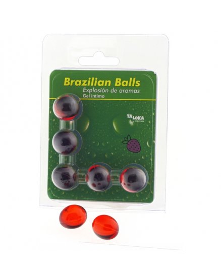 5 BRAZILIAN BALLS EXPLOSION DE AROMAS GEL INTIMO - FRESA VIBRASHOP