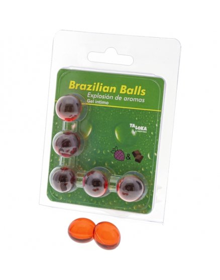 5 BRAZILIAN BALLS EXPLOSION DE AROMAS GEL INTIMO - FRESA Y CHOCOLATE VIBRASHOP