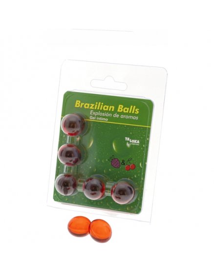 5 BRAZILIAN BALLS EXPLOSION DE AROMAS GEL INTIMO - FRESA Y CEREZA VIBRASHOP