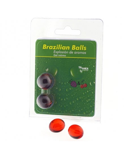 2 BRAZILIAN BALLS EXPLOSION DE AROMAS GEL INTIMO - FRESA Y CEREZA VIBRASHOP