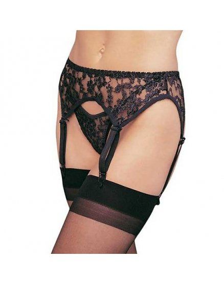 leg avenue liguero de encaje con tanga a juego negro plus VIBRASHOP