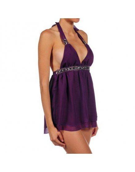 MINI VESTIDO CON TRANSPARENCIAS MORADO VIBRASHOP