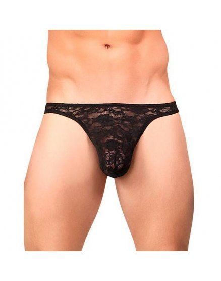 male power tanga negro de encaje VIBRASHOP