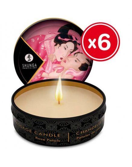 VELAS ERÓTICAS PÉTALOS ROSA KIT X 6 SHUNGA VIBRASHOP