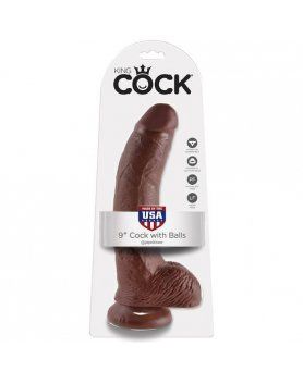 king cock pene realistico con testiculos 23 cm marron VIBRASHOP