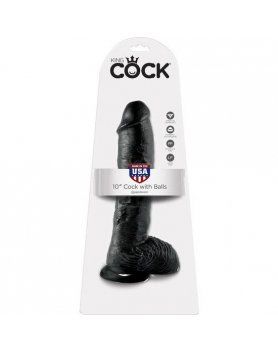 king cock pene realistico con testiculos 255 cm negro VIBRASHOP