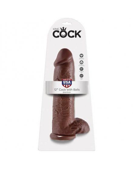king cock pene realistico con testiculos 305 cm marron VIBRASHOP