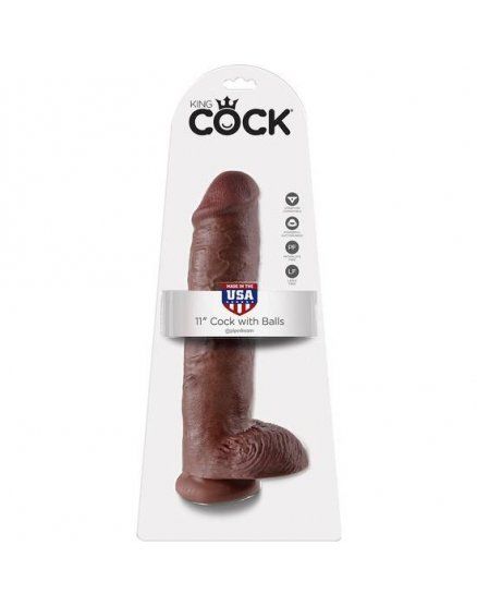 king cock pene realistico con testiculos 28 cm marron VIBRASHOP