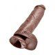 king cock pene realistico con testiculos 28 cm marron VIBRASHOP