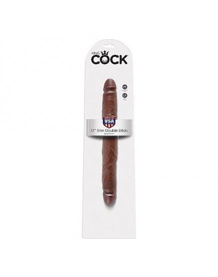 KING COCK PENE REALÍSTICO DOBLE DELGADO MARRÓN VIBRASHOP