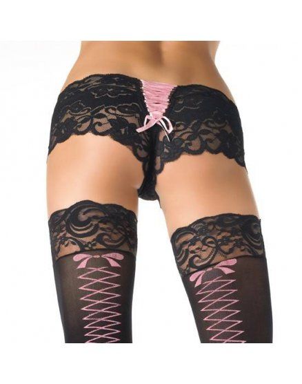 leg avenue pack de 6 culotes negros de encaje con entrelazado VIBRASHOP