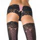 LEG AVENUE PACK DE 6 CULOTES NEGROS DE ENCAJE CON ENTRELAZADO