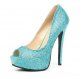 LEG AVENUE GLAMOUR PEEP TOE PUMP TURQUESA SATINADO CON STRASS