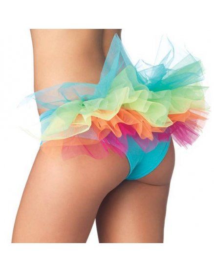 leg avenue braguita brasileña con tul trasero multicolor VIBRASHOP