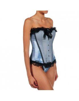 INTIMAX CORSET SATINADO CON PUNTILLAS AZUL VIBRASHOP