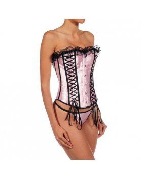 INTIMAX CORSET SATINADO CON ENTRELAZOS ROSA VIBRASHOP