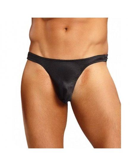 male power tanga negro satinado VIBRASHOP