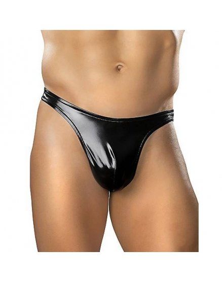 male power tanga efecto latex negro VIBRASHOP