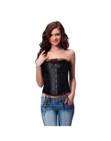 INTIMAX CORSET CON VOLANTE Y ENTRELAZOS NEGRO VIBRASHOP