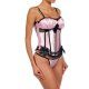 INTIMAX CORSET DE SATINADO ROSA Y LACITOS NEGRO VIBRASHOP