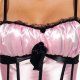 INTIMAX CORSET DE SATINADO ROSA Y LACITOS NEGRO VIBRASHOP