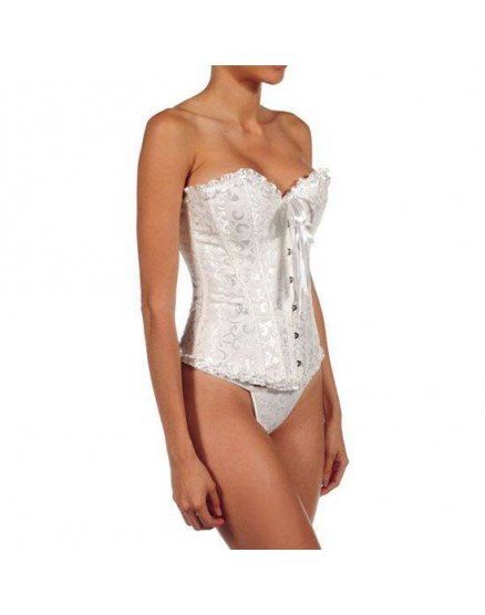 INTIMAX CORSET ESTAMPADO CON VOLANTES BLANCO VIBRASHOP