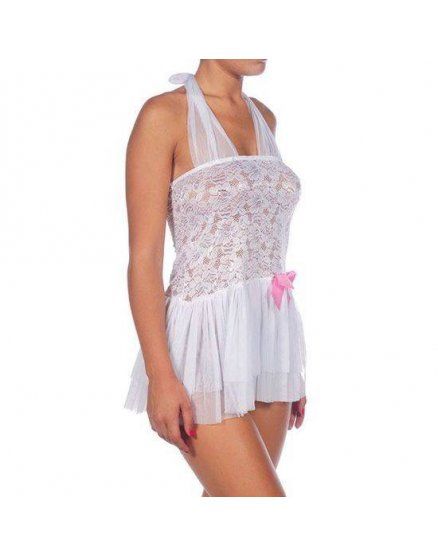 MINI VESTIDO TRANSPARENTE Y ENCAJES VIBRASHOP