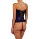 CORSET LENCERIA SATINADA Y DECORATIVOS MORADO VIBRASHOP