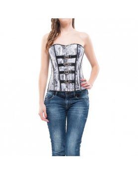 INTIMAX CORSET ESTAMPADO Y CORREAS GRIS VIBRASHOP