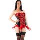 caramel nuit set de corset con tanga a juego culotte rojo medias VIBRASHOP
