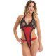 BODY DE ENCAJE FLORAL Y TANGA ROJO VIBRASHOP
