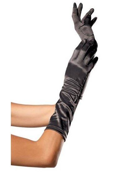 leg avenue guantes satinados de color negro VIBRASHOP