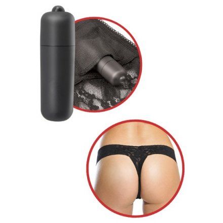 fetish fantasy tanga de encaje negro con vibrador plus VIBRASHOP