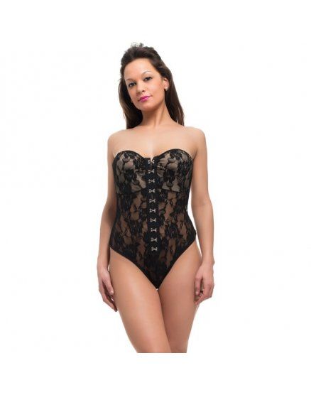 BODY AJUSTADO DE ENCAJES FLORALES NEGRO VIBRASHOP