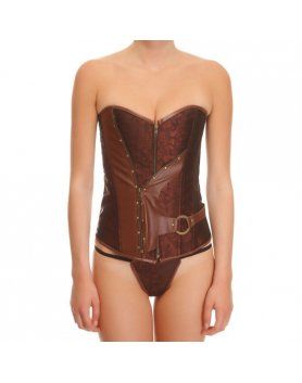 corset leather marrón VIBRASHOP