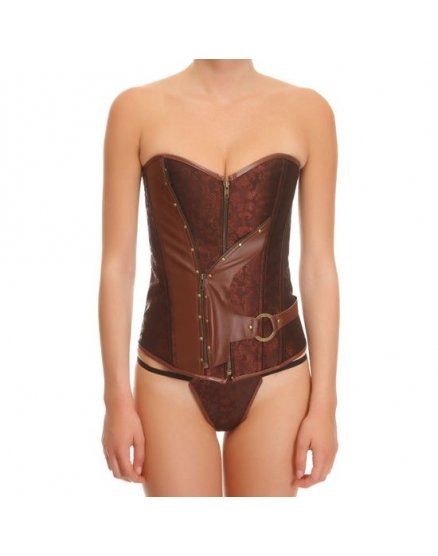 corset leather marrón VIBRASHOP