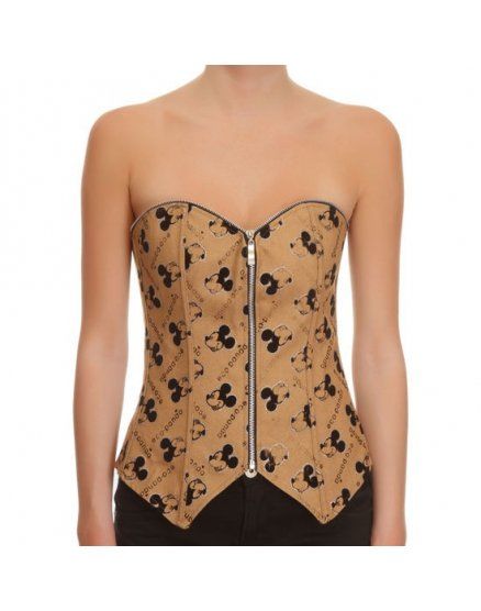 CORSET LENCERIA ESTAMPADA DE RATON MARRON VIBRASHOP